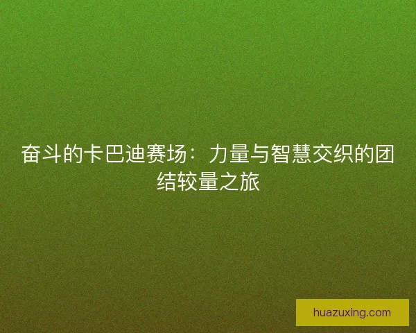 奋斗的卡巴迪赛场：力量与智慧交织的团结较量之旅
