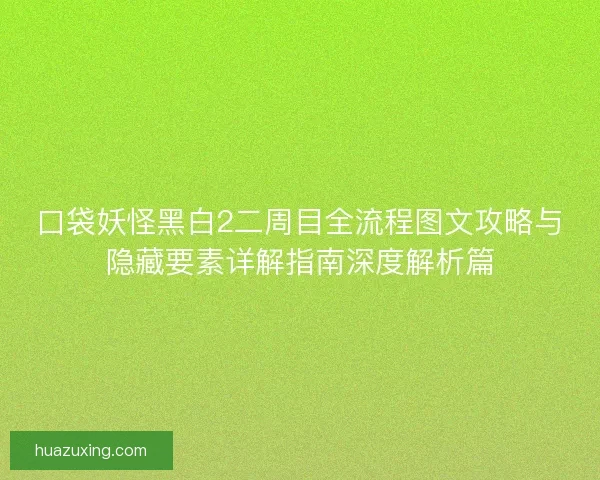 口袋妖怪黑白2二周目全流程图文攻略与隐藏要素详解指南深度解析篇