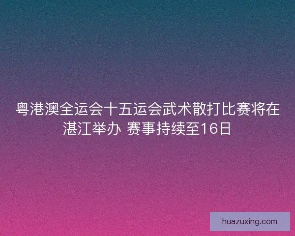 粤港澳全运会十五运会武术散打比赛将在湛江举办 赛事持续至16日