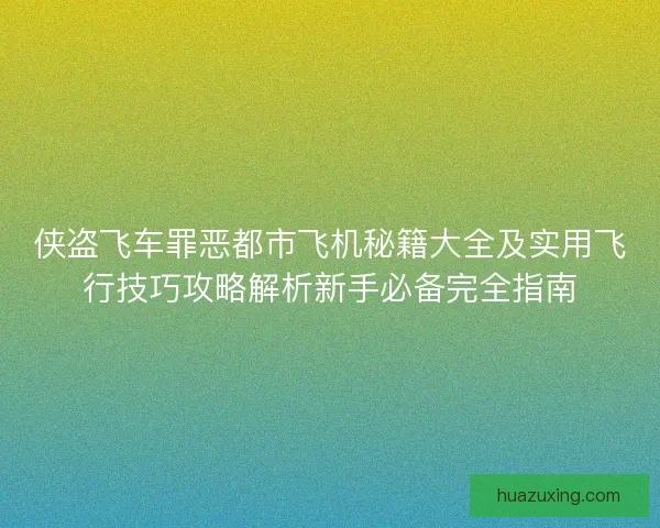 侠盗飞车罪恶都市飞机秘籍大全及实用飞行技巧攻略解析新手必备完全指南